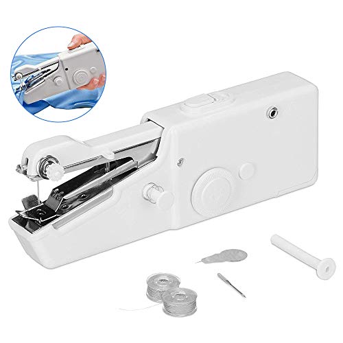 Handheld Sewing Machine Mini Electric Sewing Machine Quick Handy Stitch for Home and Travel Use (White-1)