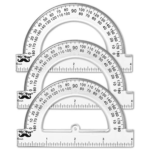 Mr. Pen- Small Protractor, 4 Inch Protractor, Pack of 3, Protractor Ruler, Drafting Tools, Protractor for Kids, Protractors Classroom Set, Protractor, Protactor 4 Inch, Math Geometry, School Supplies