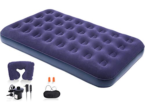 Book Cover Inflatable Twin Air Mattress with Pump & Pillow - Comfort Single Blow Up Airbed with Patch Kit as Camping Air Mattresses, Portable Air Bed for Guests/Family/Outdoor, Holiday Present for Men/Women