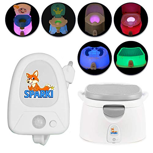 Potty Training Chair Light by Sparki, Potty Seat Night Light for Boys and Girls, Toilet Training for Kids, Motion Activated, Step Stool Light for Toddlers