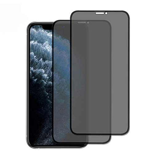 PrivacyÂ Screen Protector for iPhone 11 Pro Max and iphone Xs Max 6.5 Inch (2-Pack) Full Coverage Tempered Glass Protector Film, 3D Touch, Â Anti Spy 9H Tempered Glass,Â Easy InstallÂ [Black]