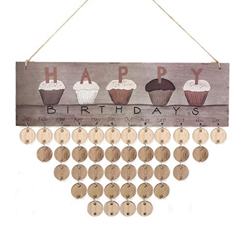 Batteraw Wood Happy Birthday Calendar Floating Shelves Home Modern Wall Art Decor