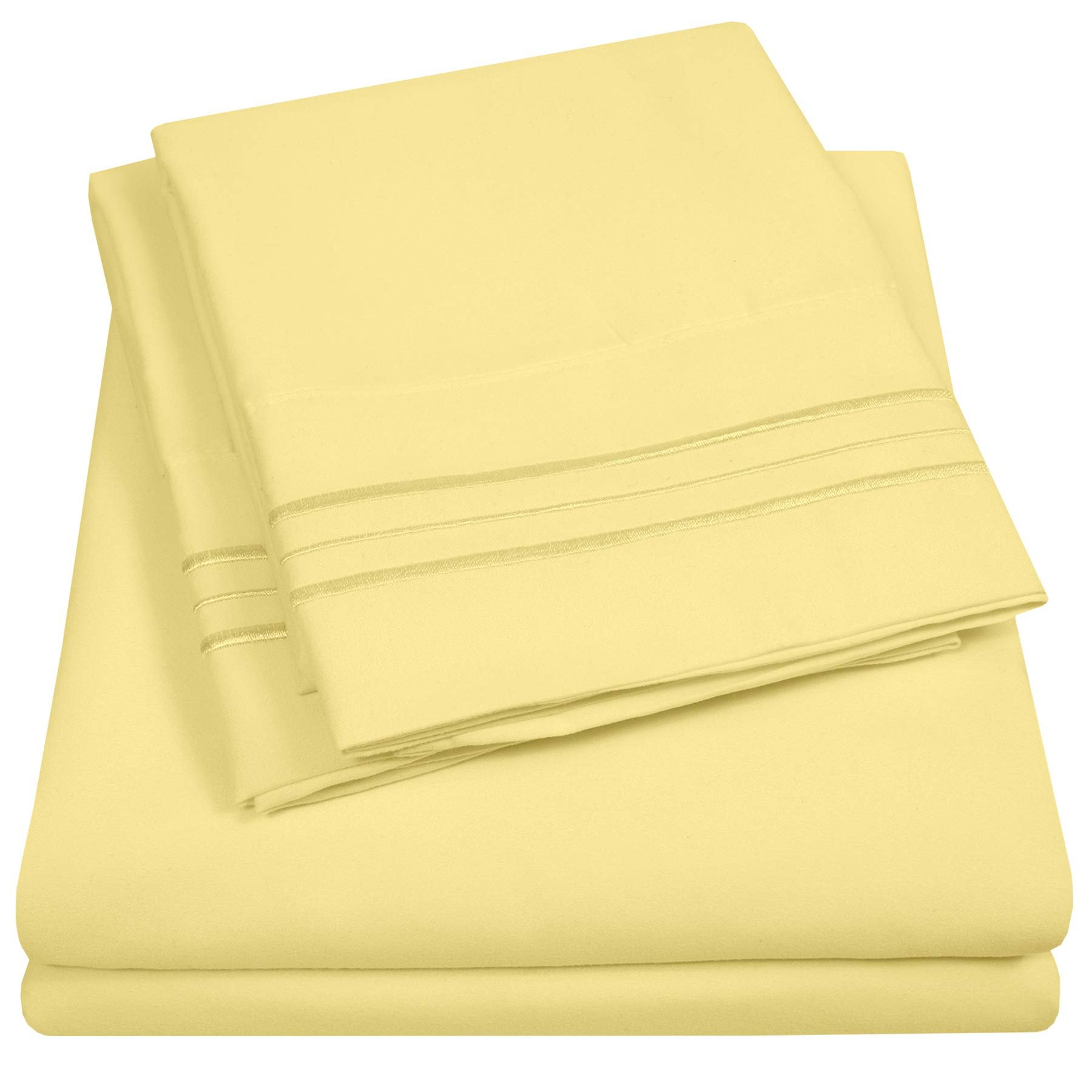 Book Cover 1500 Supreme Collection Extra Soft King Sheet Set, Pale Yellow- Luxury Bed Sheet Set with Deep Pocket Wrinkle Free Bed Sheets, King Size, Pale Yellow