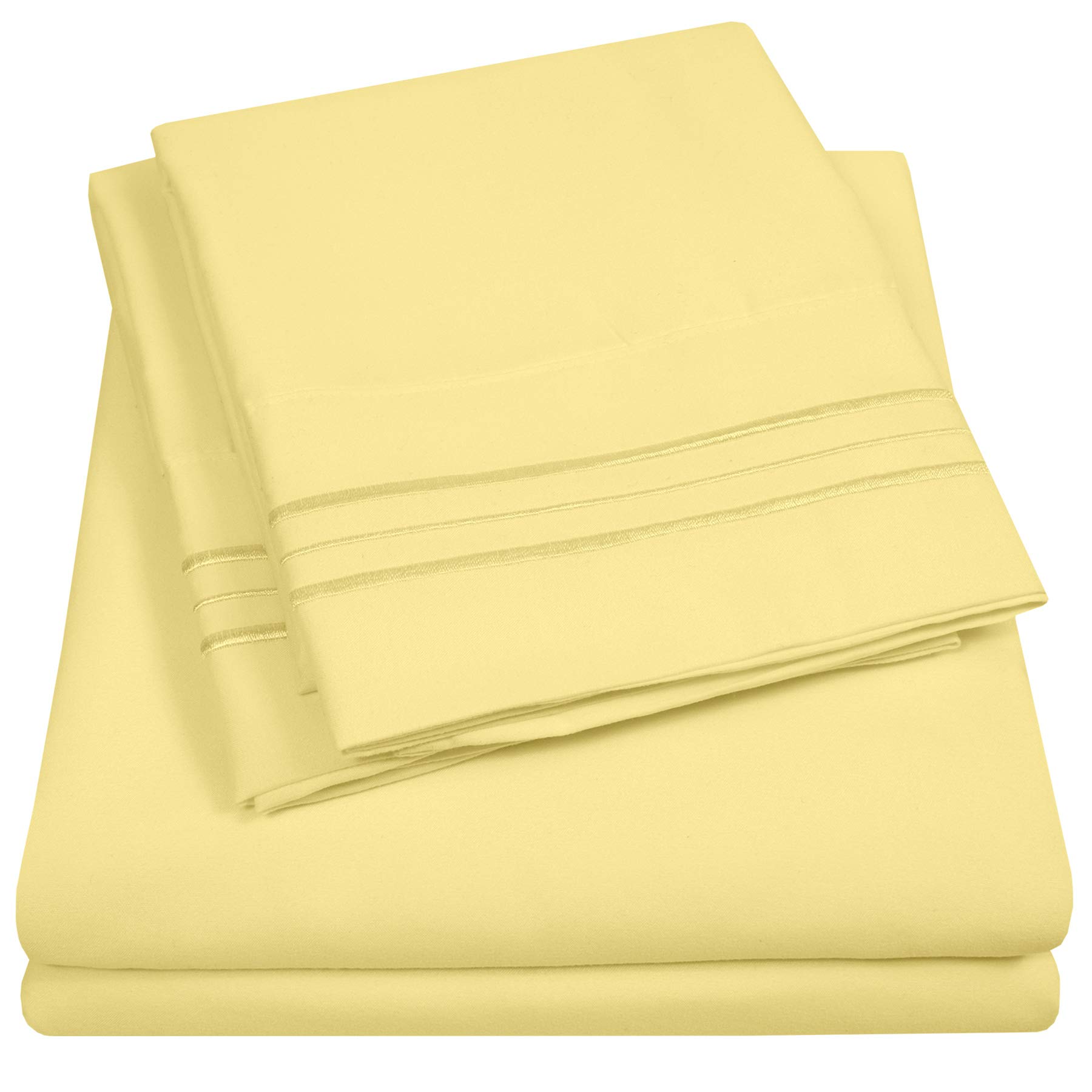 1500 Supreme Collection King Sheet Sets Pale Yellow - Luxury Hotel Bed Sheets and Pillowcase Set for King Mattress - Extra Soft, Elastic Corner Straps, Deep Pocket Sheets, King Pale Yellow