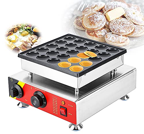 Hanchen Commercial Pancake Maker Mini Dutch Pancake Baker Maker Electric Dorayaki Maker Muffin Making Machine 25Pcs Double Switch Poffertjes Grill Non-stick Surface for Bakery Home and Kitchen Restaurant Leisure Snack Bar (110v 60Hz American Plug)