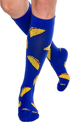 Fun Running Compression Socks - Graduated 15-25mmHG Colorful Knee High Sport Socks for Men and Women - LISH