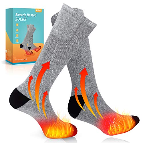 Book Cover Jomst Battery Electric Heated Socks - Rechargeable Heating Socks, Winter Thermal Socks for Men Women Skiing Camping Riding (Gray)