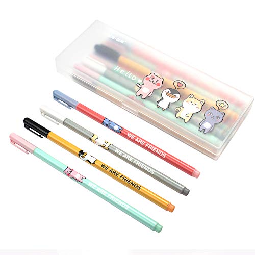 ZSCM 16 Pack 0.5 mm Erasable Gel Pens Clicker Fine Point, Cute Cartoon Gel Ink Pens for Writing Planner and Note Taking, Make Mistakes Disappear (Blue)