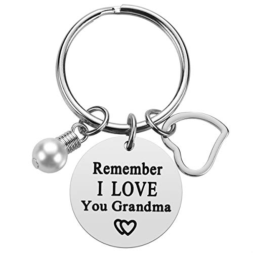 Grandma Gifts from Granddaughter Grandson Remember I Love You Grandma Keychain Grandmother Gifts for Christmas (1#)