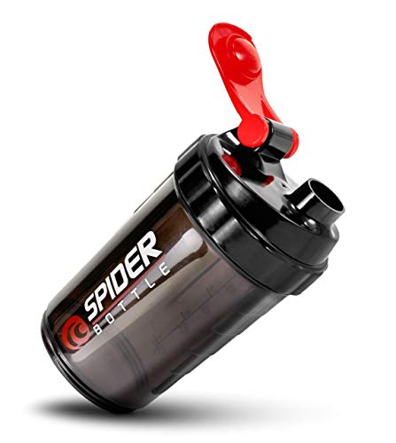 Book Cover Magnetic Electric Protein Shaker Bottle - Rechargeable Vortex Mixer with Sports Flip Cap, Protein and Capsule Storage Containers - Removable Magnetic Base, Detachable Stirring Ball - 450ml (black/red)