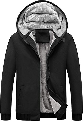Men's Winter Thicken Fleece Sherpa Lined Zipper Hoodie Sweatshirt Jacket