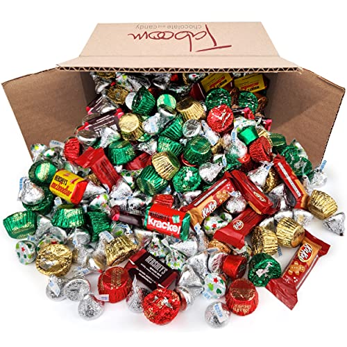 Taboom Holiday Chocolate Mix - Hershey's Kisses, Hershey's Miniatures, Kit Kat Mini, Reese's Peanut Butter Cups, And more, Special Holiday Colors - 5 Pound Box