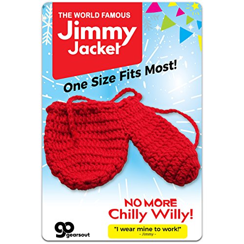 Book Cover Jimmy Jacket for Men - Funny Knit Willy Warmer - Peter Heater for Dad - Christmas Gag Gift Red