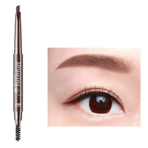 Book Cover Dual-Headed Hard Brow Pen Waterproof and Sweat-Proof Automatic Rotating Brow Pen(A)