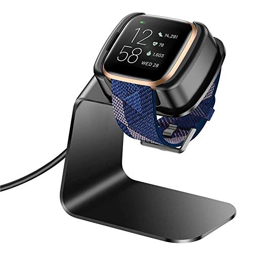 CAVN Charger Dock Compatible with Fitbit Versa 2 (Not for Versa), Charger Stand Charging Cable Dock Station Base Cradle with 4.5ft USB Cord Replacement Accessories for Versa 2 Smart Watch (Black)