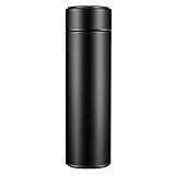 Pongfunsy Smart Insulated Water Bottle 500ml Vacuum LCD Temperature Display Water Bottle Stainless Steel Double Wall (500ml, Black)