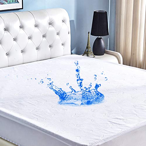 Book Cover DOWNCOOL Waterproof Mattress Protector Cover,Ultra Soft Breathable Fitted Bamboo Mattress Protector, Anti-Wrinkle,Hypoallergenic&Vinyl Free (California King)