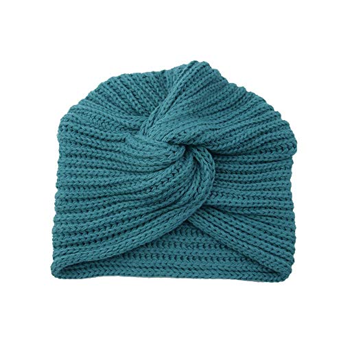 MOKINGTOP Autumn Winter Warm Knitting Cap Solid Center Cross Women Hair Scarfs Headband Green