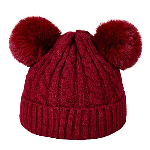 mokingtop Fashion Women Keep Warm Winter Casual Knitted Hat Wool Hemming Hat Ski Hat Red