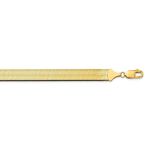 Solid 14k Yellow Gold 10MM SILKY HERRINGBONE - with Secure Lobster Lock Clasp 18"
