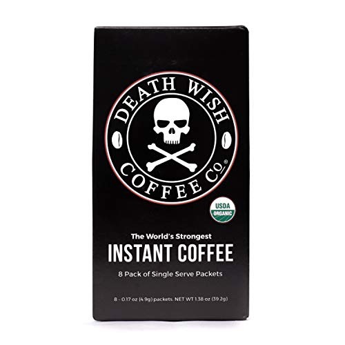 Book Cover DEATH WISH COFFEE Instant Coffee Sticks [8 packs of single-serve packets | 4.9 g | 300mg of Caffeine] The World's Strongest Coffee, USDA Certified Organic