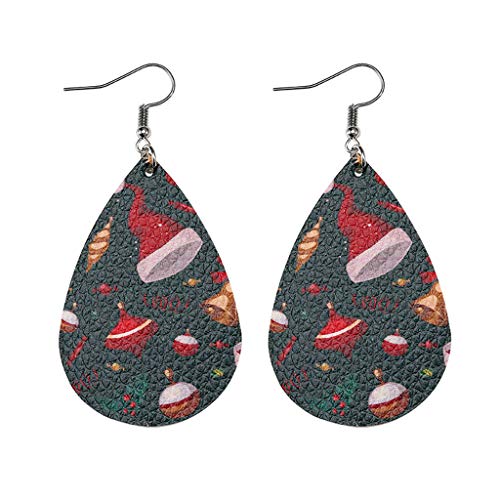 Leather Earrings - Lightweight Faux Leather Leaf Earrings Teardrop Dangle, Handmade Teardrop Dangle Faux Leather Statement Earrings for Girls, Fashion Leaf Dangle Earrings Teardrop Earrings