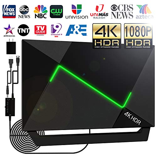 [Upgraded 2020] 138+Miles HD TV Antenna Amplified- 4K HDR HDTV Antenna Indoor/Outdoor Antenna with Amplifier Booster Free Digital TV Channels for VHF/UHF/1080P/4K/FM Signals Fire TV Stick 16ft