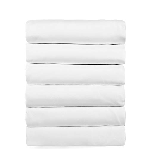 Book Cover Balichun 6 Pack Fitted Sheet Set -Deep Pocket Sheet for High Mattress Soft Stretchy and Breathable Premium Quality Wrinkle, Fade Resistant for Hotel and Hospital Use (White, King)