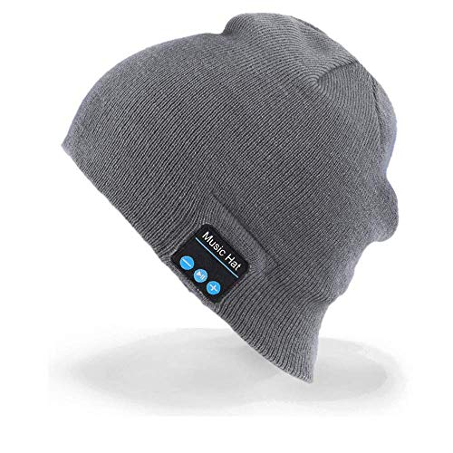 Book Cover Momoday Wireless Music Beanie Knitted Hat with Bluetooth Stereo Headset Mic Hands-Free for Men Women Outdoor Sports Running Skiing Hiking Autumn Winter Warm Hat Christmas Birthday Gift (Light Grey)