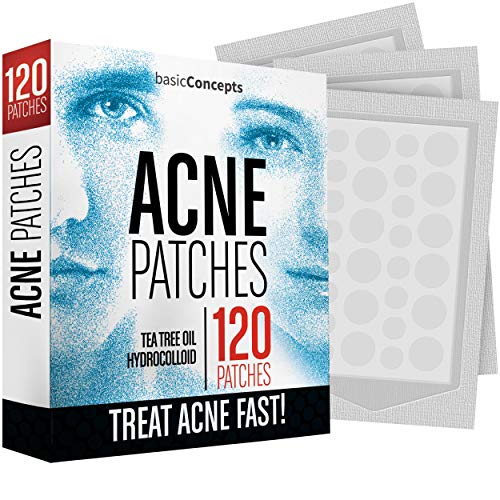 Book Cover Acne Patches (120 Pack), Tea Tree Oil and Hydrocolloid Pimple Patches for Face, Zit Patch (3 Sizes), Blemish Patches, Acne Dots, Pimple Stickers, 100% All Natural Acne Patch and Pimple Patch