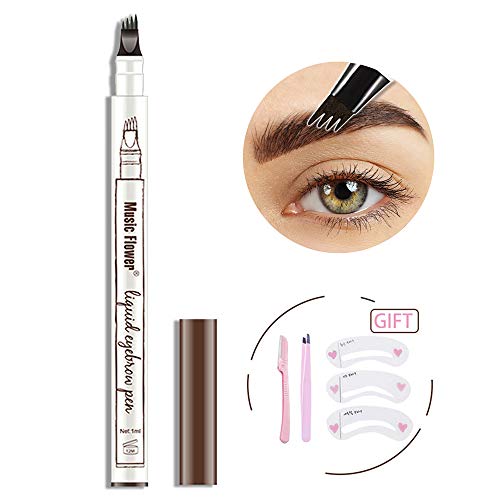 Book Cover Eyebrow Tattoo Pen- Waterproof Microblading Eyebrow Pencil with a Micro-Fork Tip Applicator Creates Natural Looking Brows Effortlessly