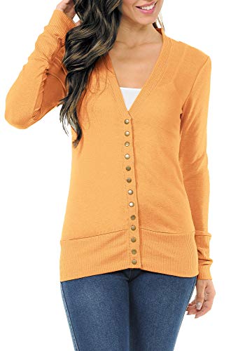 Book Cover ClothingAve. Womens Snap Button Sweater Cardigan with Ribbed Detail