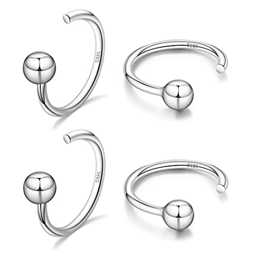 Half Hoops Earrings 925 Sterling Silver Small Huggie Hoop Earrings Ball, Bar, Star, Moon, Heart, Cross, Dot, Triangle Half Hoops Cartilage Piercing Earrings Tiny Hoop Stud Earrings - High Polished Hug Hoop Earrings for Women Everyday Jewelry