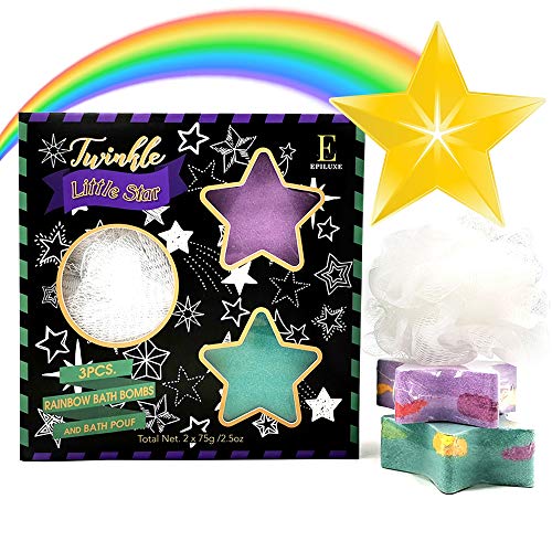 Book Cover Shooting Star Rainbow Bath Bombs - Gift Set - Surprise Rainbow Colors, Organic Essential Oil & Shea Butter, Bubble Bomb Spa Skin Care Gifts Ideas, Kids Girls Boys Women Mom Teens Toddler Birthday Sets