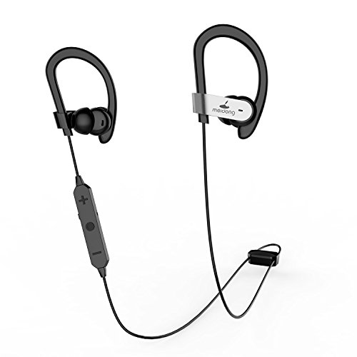 Book Cover Meidong HE8C Active Noise Cancelling Bluetooth Earbuds Sweatproof Sports Earbuds with Deep Bass/Hard Travel Case/15 Hours Playtime/apt-X CSR Built in Microphone for iOS/Android