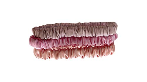 Thin Fashion Designer Silk Scrunchies for Women, Hair Ties, Fashion Nova, Wrist Bands (Black,khaki,Pink)