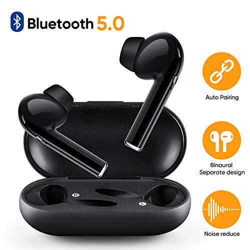 Book Cover Wireless Earbuds Bluetooth 5.0 Stereo Earphones Headphones Built-in Mic, in-Ear Wireless Noise Canceling Sweatproof Running Earbuds, True Wireless Earbuds with Charging Case for Cell Phone/AndroidÃ‚