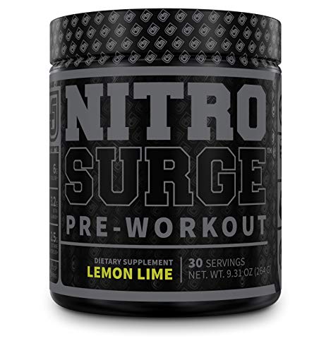 Jacked Factory NITROSURGE Black Pre Workout Supplement - Nootropic Energy Booster Powder w/Dynamine & TeaCrine - PreWorkout Nitric Oxide Booster - 30 Servings, Lemon Lime
