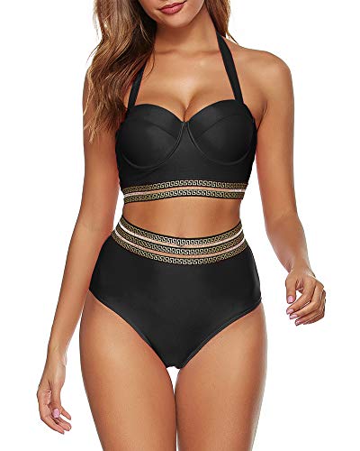 Urchics Womens High Waisted Bikini Swimsuit Two Piece Tummy Control Swimwear Bathing Suit