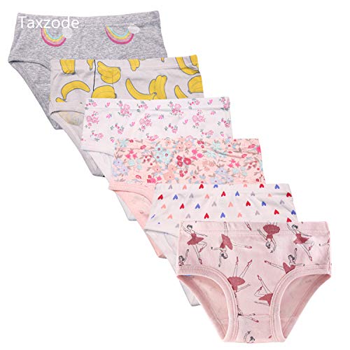 Taxzode Little Girls' 6 Pack Panties Cotton Underwear Baby Briefs Soft Kids Toddler Undies