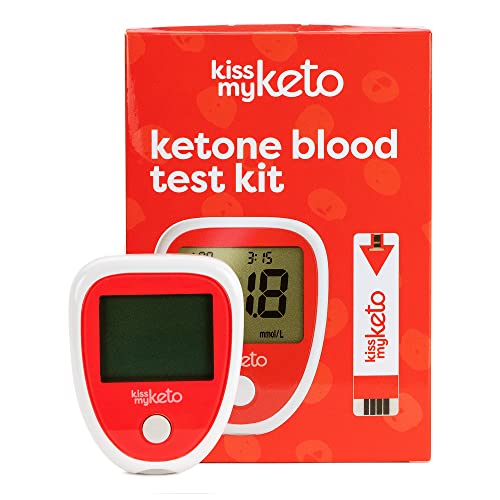 Kiss My Keto Blood Meter Kit for Ketosis Testing — 1 x Keto Meter (Pre-Calibrated), Strips (10), Lancets (10), Lancing Device & Carry Case | Tests Blood Ketone Levels | Accurate Results in 10 Seconds