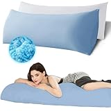 Ubauba Soft Body Pillow with Bamboo Pillowcase - Full Body Pillow for Sleeping - Long Pillow for Bed with Zippered Cover - White Bamboo 50x137cm (20x54 inch)