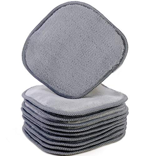 Polyte Premium Hypoallergenic Microfiber Fleece Makeup Remover and Facial Cleansing Cloth, 5 x 5 in, 10 Pack (Gray)