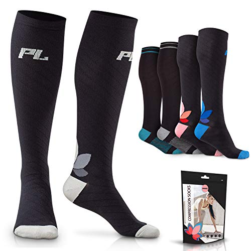 Book Cover Powerlix Compression Socks for Women & Men (Pair) for Neuropathy Swelling Pain Relief 20-30 mmHg Medical Knee-high Stockings