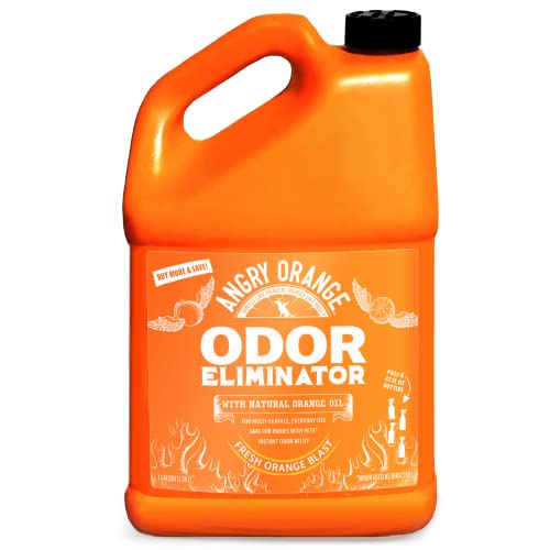 Book Cover ANGRY ORANGE Pet Odor Eliminator for Strong Odor - Citrus Deodorizer for Strong Dog or Cat Pee Smells on Carpet, Furniture & Indoor Outdoor Floors - 128 Fluid Ounces - Puppy Supplies - 1 Gallon