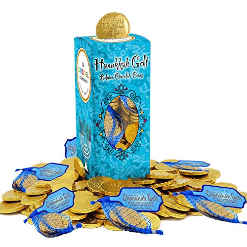 Hanukkah Chocolate Gelt Gold Coins In Mesh Bag, Belgian Milk Chocolate Coins, 1LB, Kosher Certified Gelt (24 Mesh Bags, 5 Coins Per Bag)