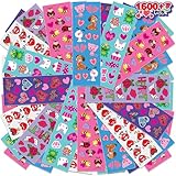 ArtCreativity 1600 Valentines Stickers for Kids, with 100 Sticker Sheets, Holiday Stickers and Treats Assortment, Valentines Party Favors for Boys, Girls, and Toddlers, Gift for Kids Ages 3 4 5 6 7 8