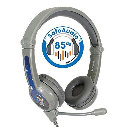 ONANOFF BuddyPhones Galaxy, Volume-Safe Gaming Headset for Kids, High-Performance BeamMic, Perfect for Gaming on PS4, Xbox One, Nintendo Switch, or PC, Grey