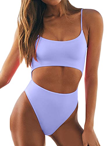 GirlsUpto Womens One Piece Swimsuits Tummy Control Cut Out Bathing Suit High Waisted High Cut Swimwear