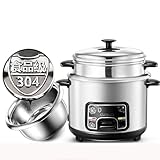 Old fashioned Rice Cooker (2liters/400W/220V) Home Intelligent Insulation Multi-function Stainless Steel Inner Pot Spoon Steamer And Measuring Cup Dormitory Small Appliances Can Accommodate Up To 7 Pe